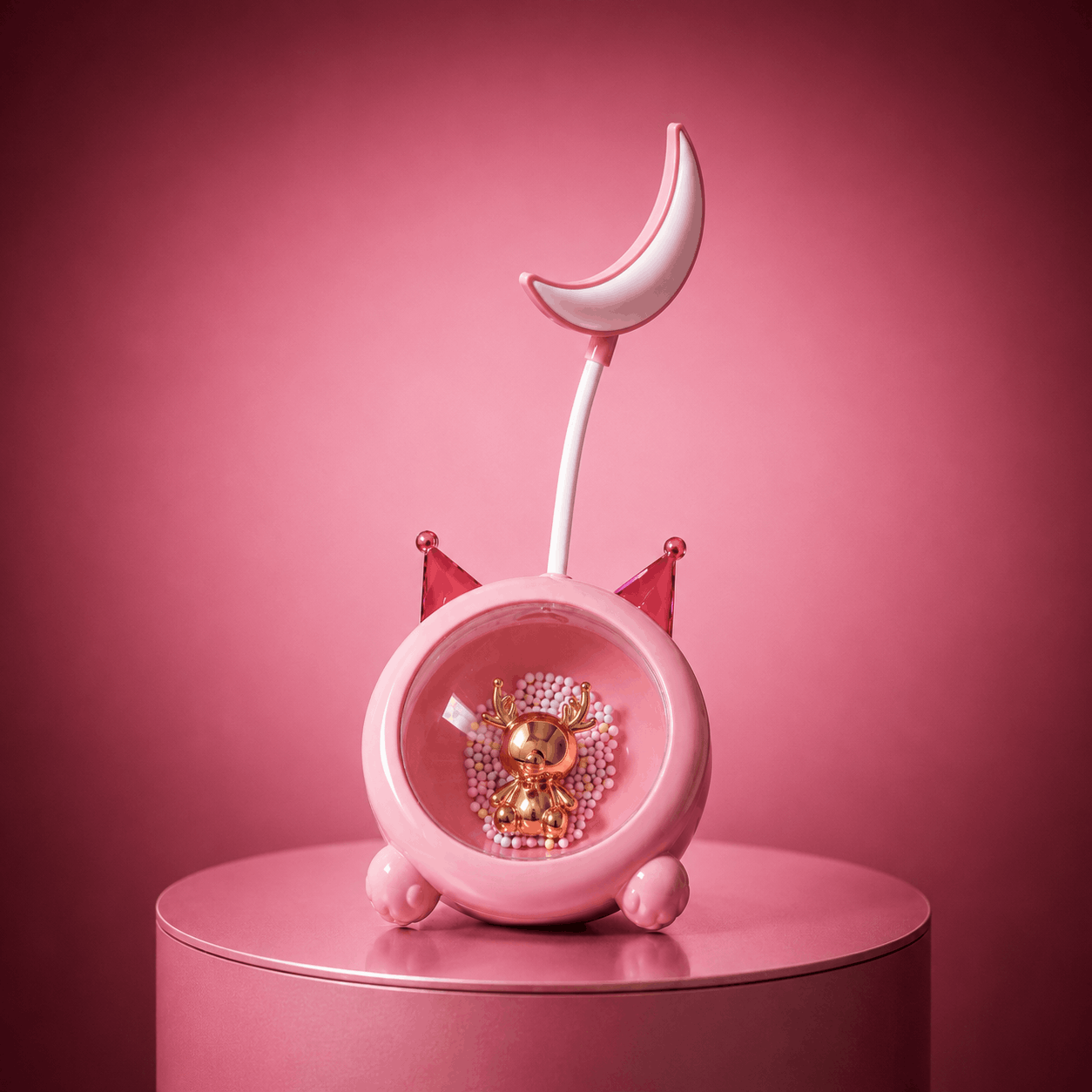 Crescent Moon LED Study Lamp with Character Base !