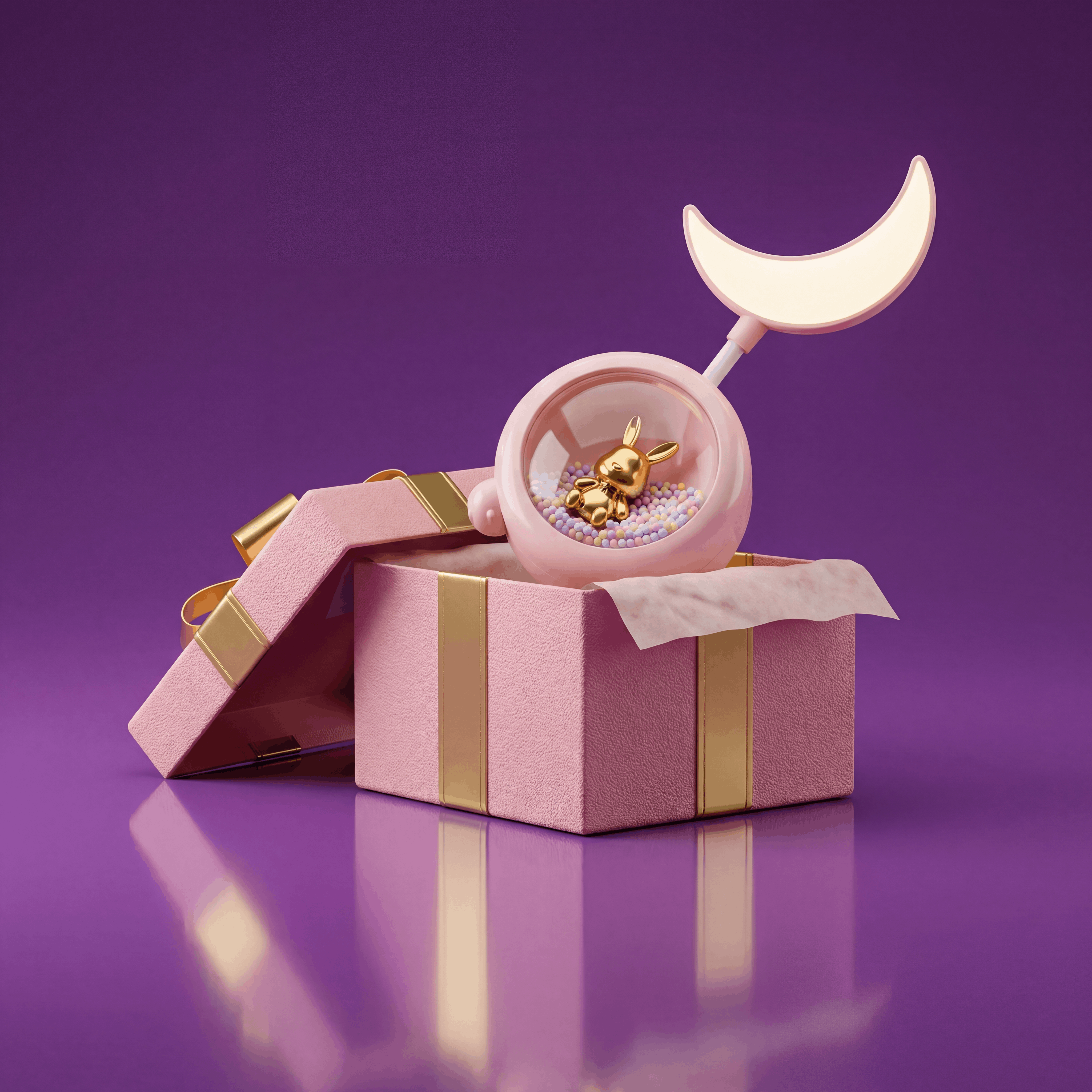 Crescent Moon LED Study Lamp with Character Base !