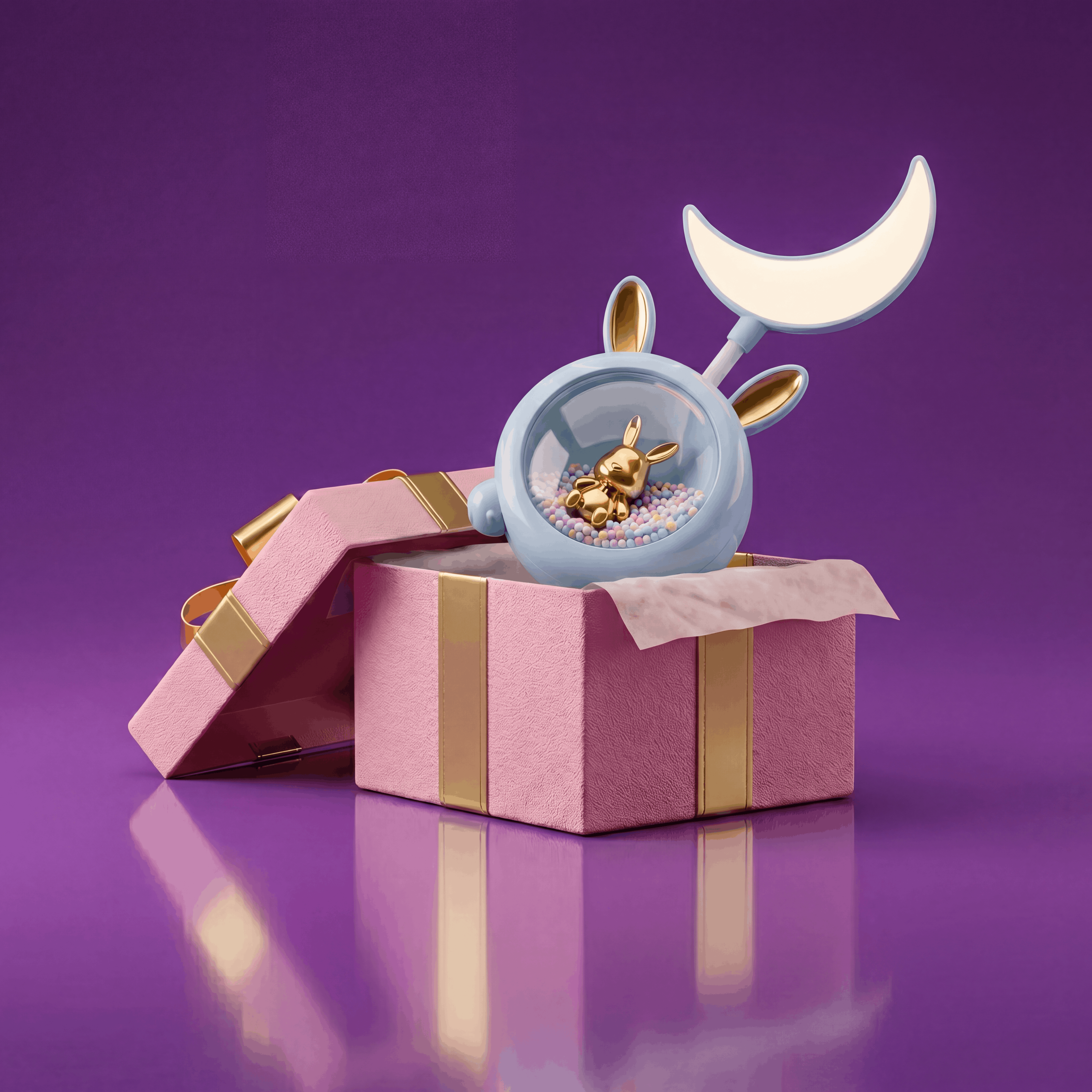 Crescent Moon LED Study Lamp with Character Base !