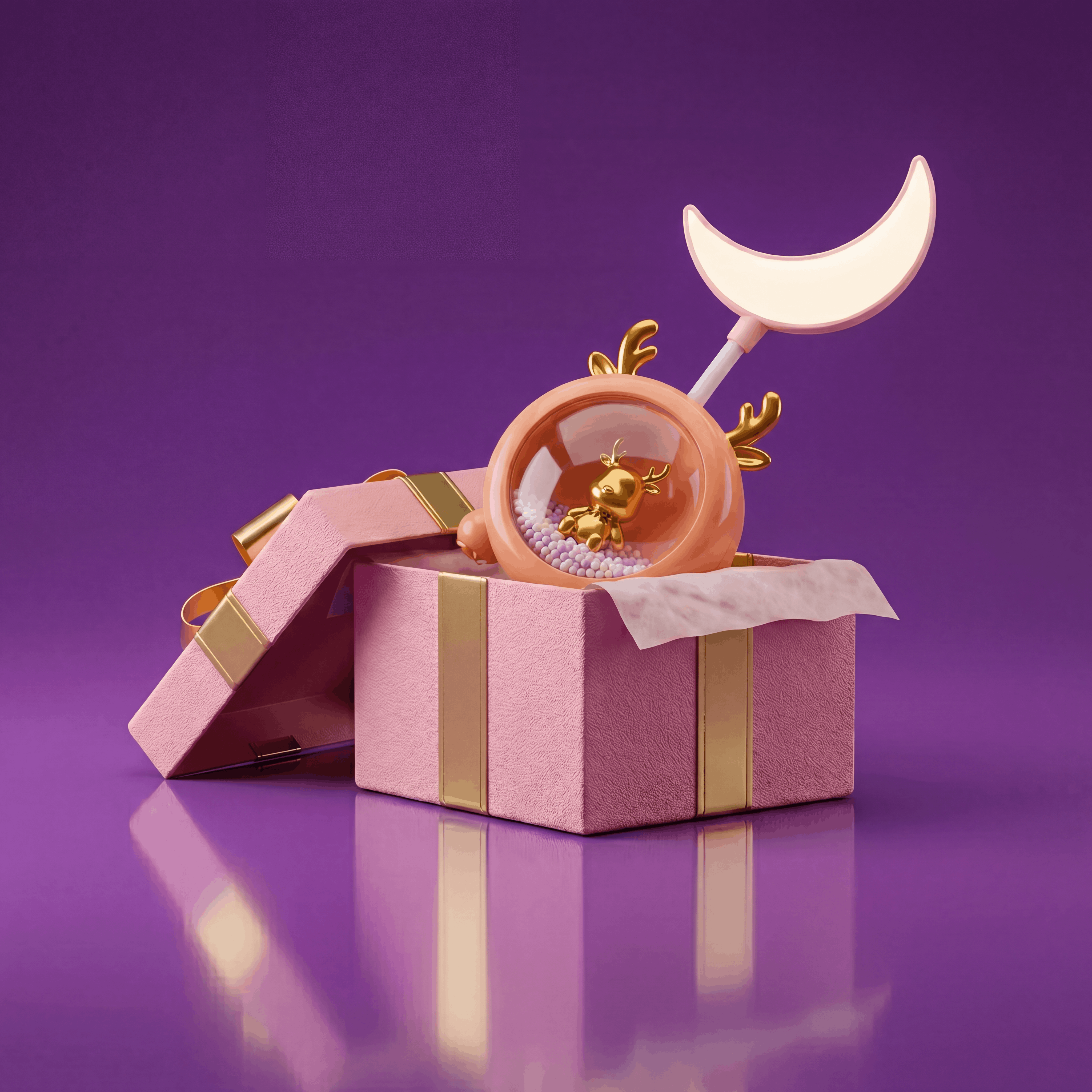 Crescent Moon LED Study Lamp with Character Base !