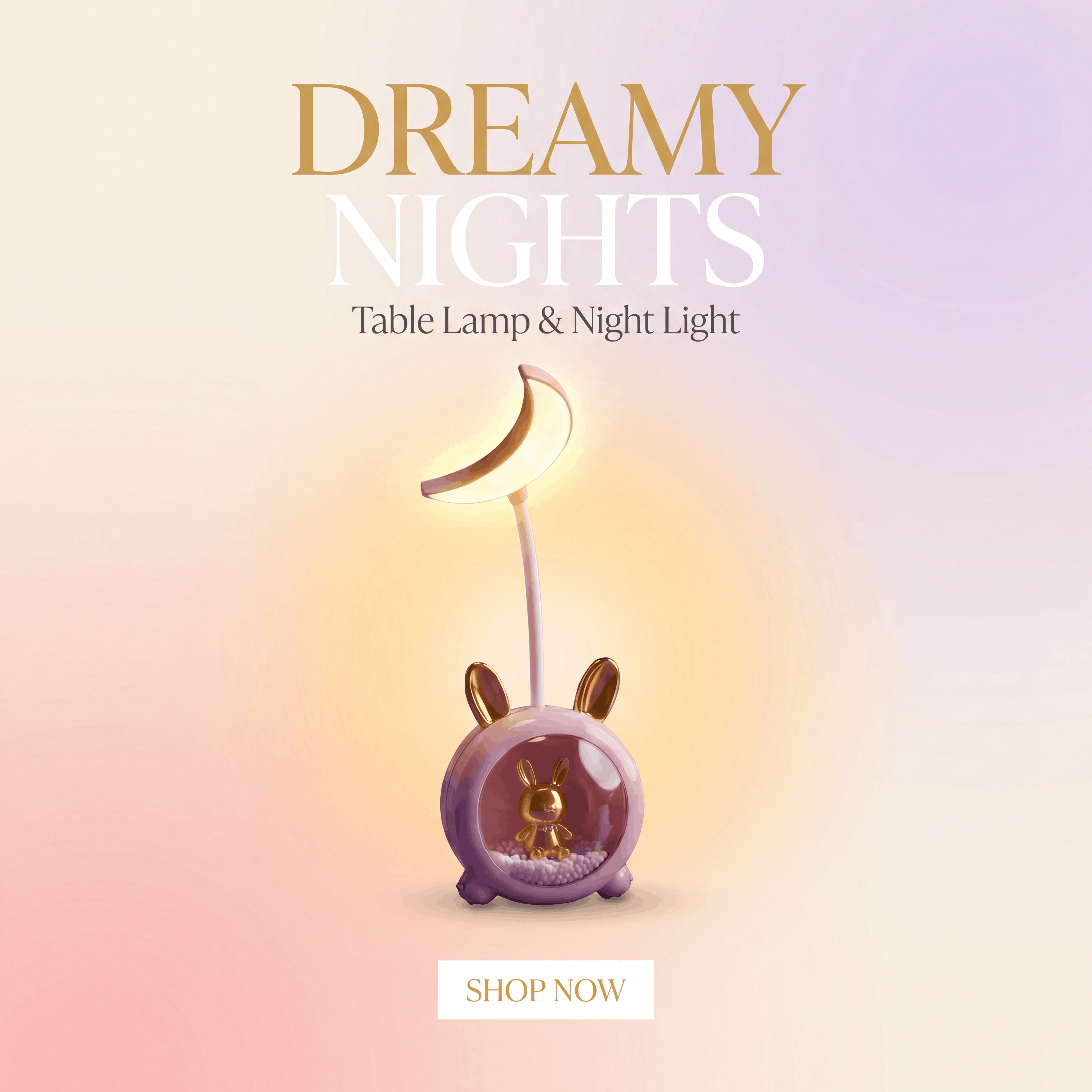 Crescent Moon LED Study Lamp with Character Base !