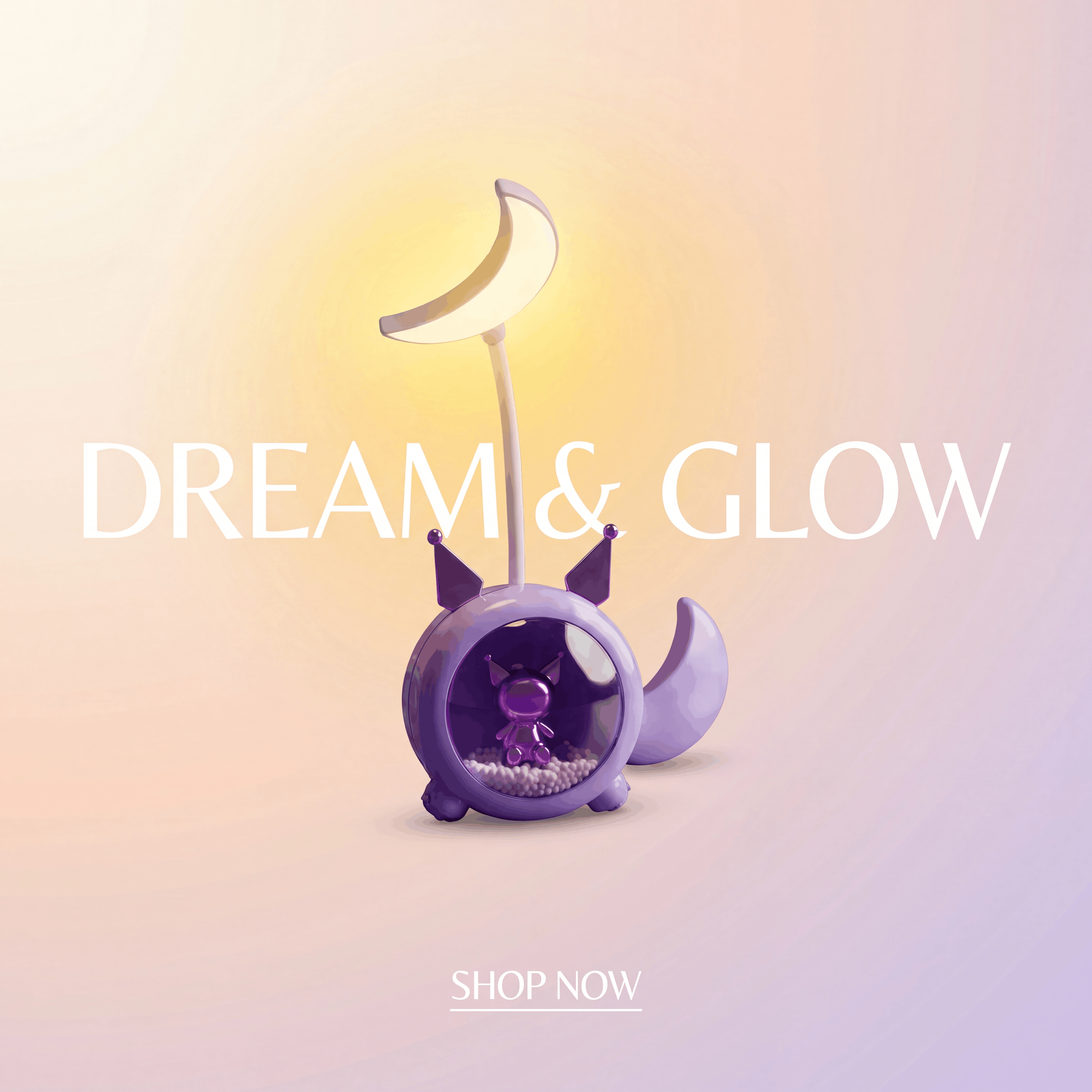 Crescent Moon LED Study Lamp with Character Base !