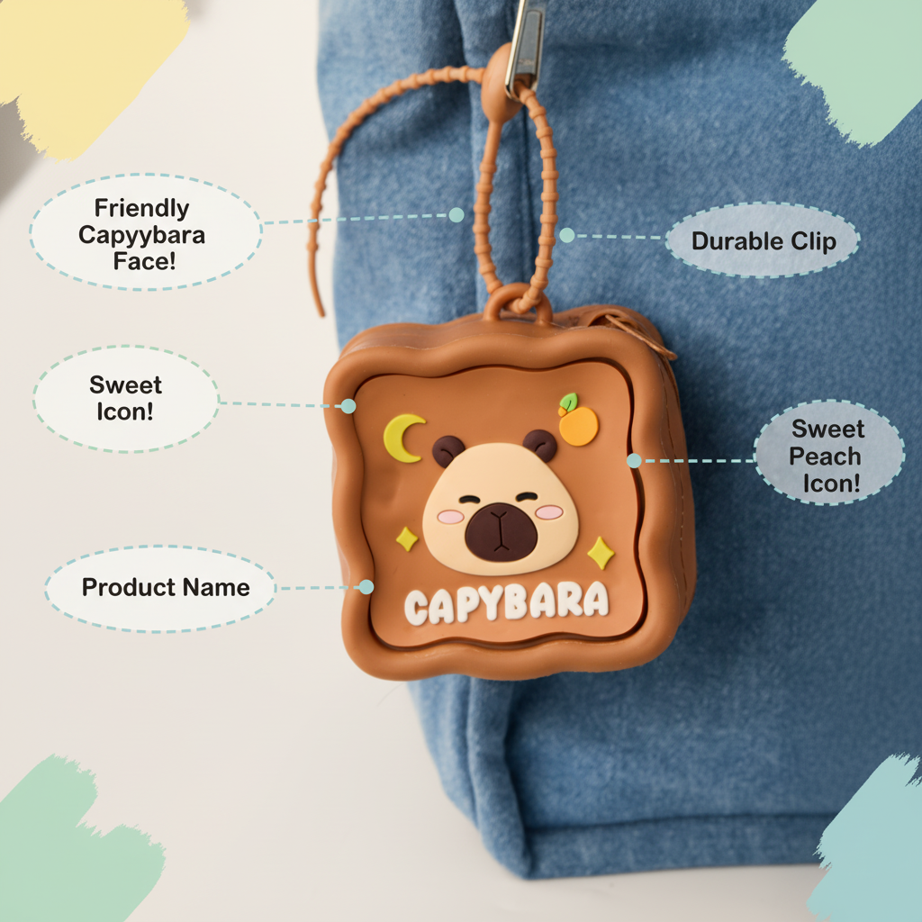 Capybara Square Silicone Coin Pouch