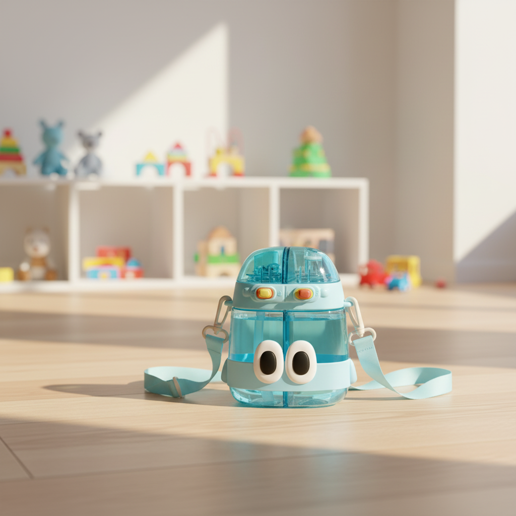 Blue Robo-Eyes Dual Sipper Bottle