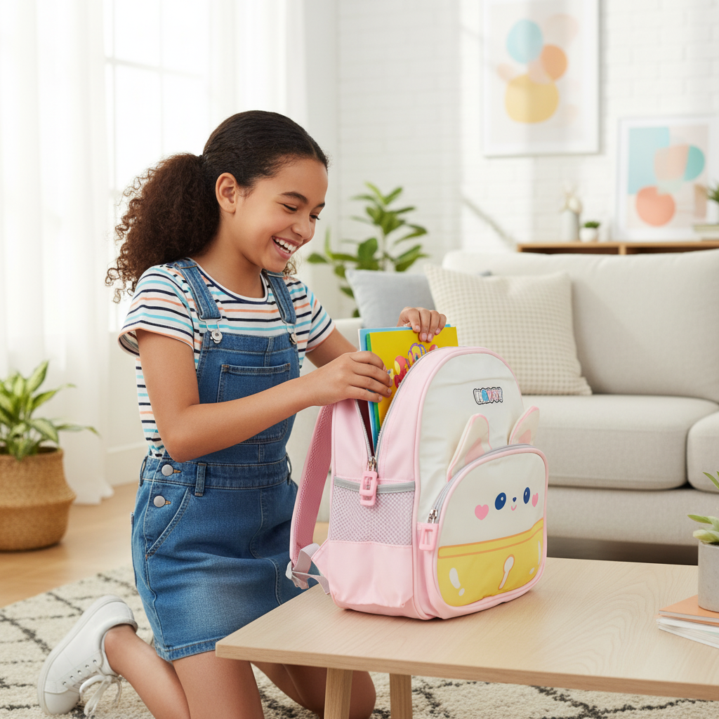 Lavender Happy Kitty Toddler Backpack