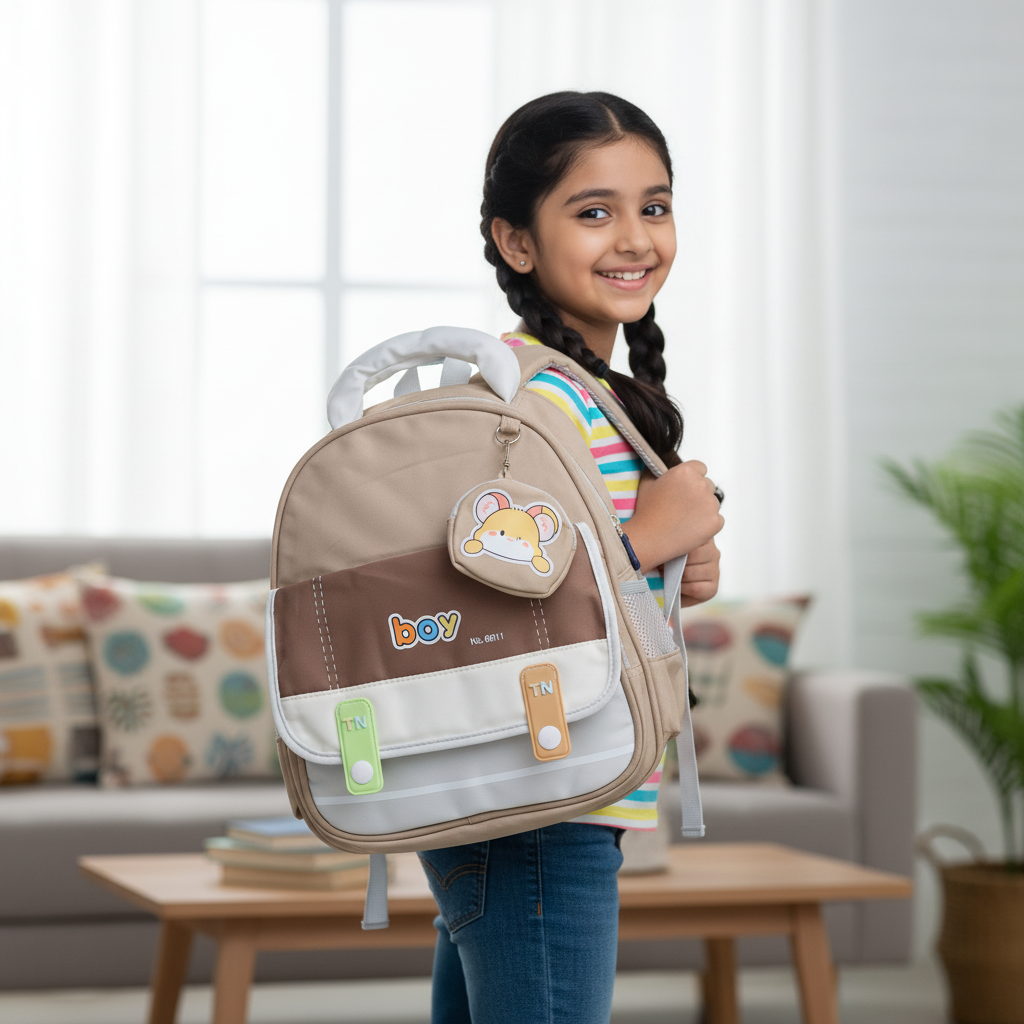 Grey and Blue Color Block Boy Backpack