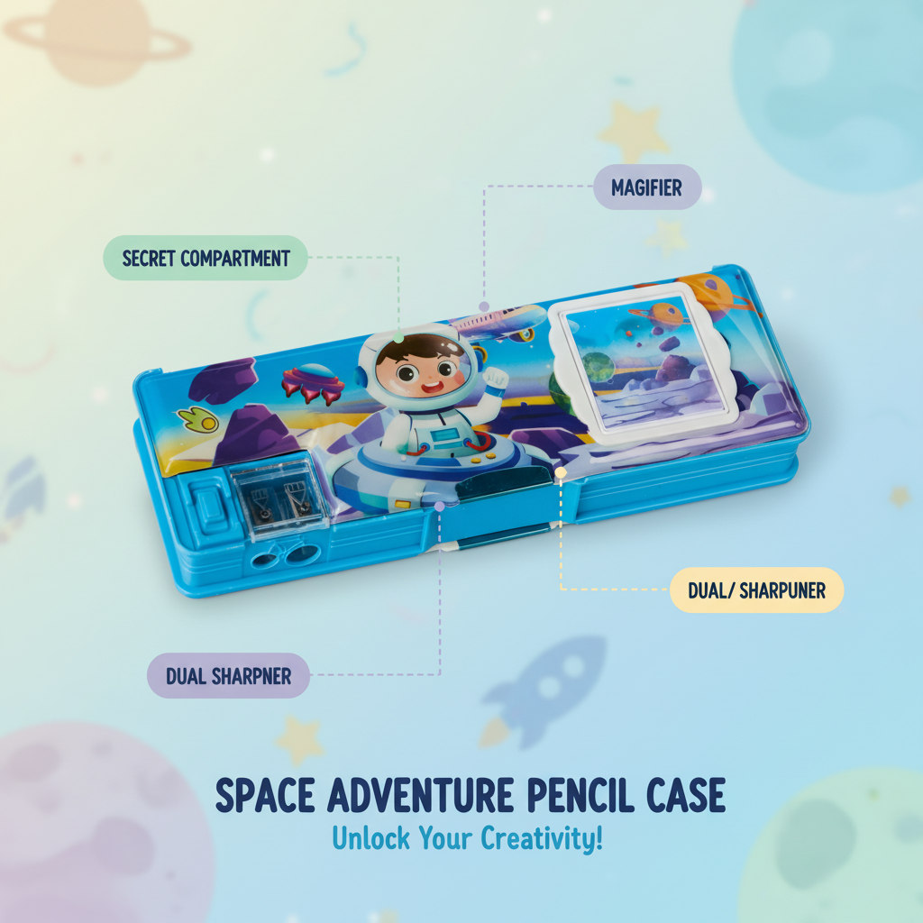 Space Kid Utility Pencil Box with Calculator
