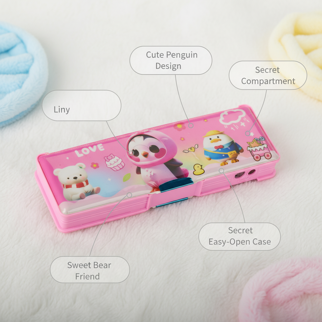 Love Friends Penguin Utility Pencil Box