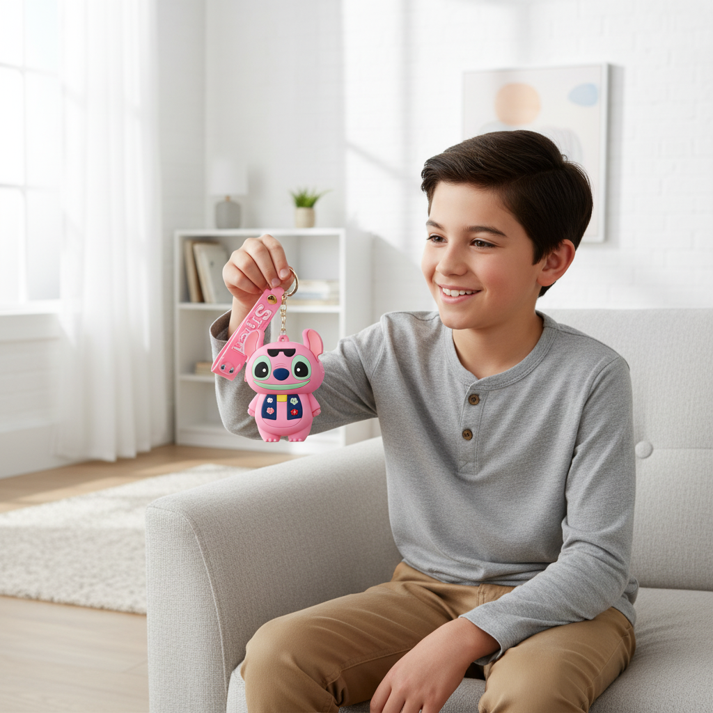 Stitch Pink Character Silicone Coin Pouch