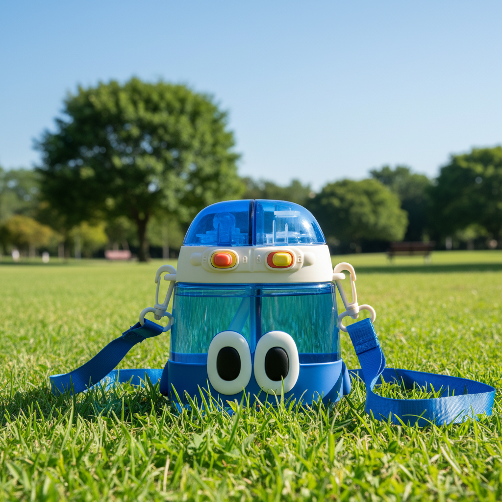 Blue Robo-Eyes Dual Sipper Bottle