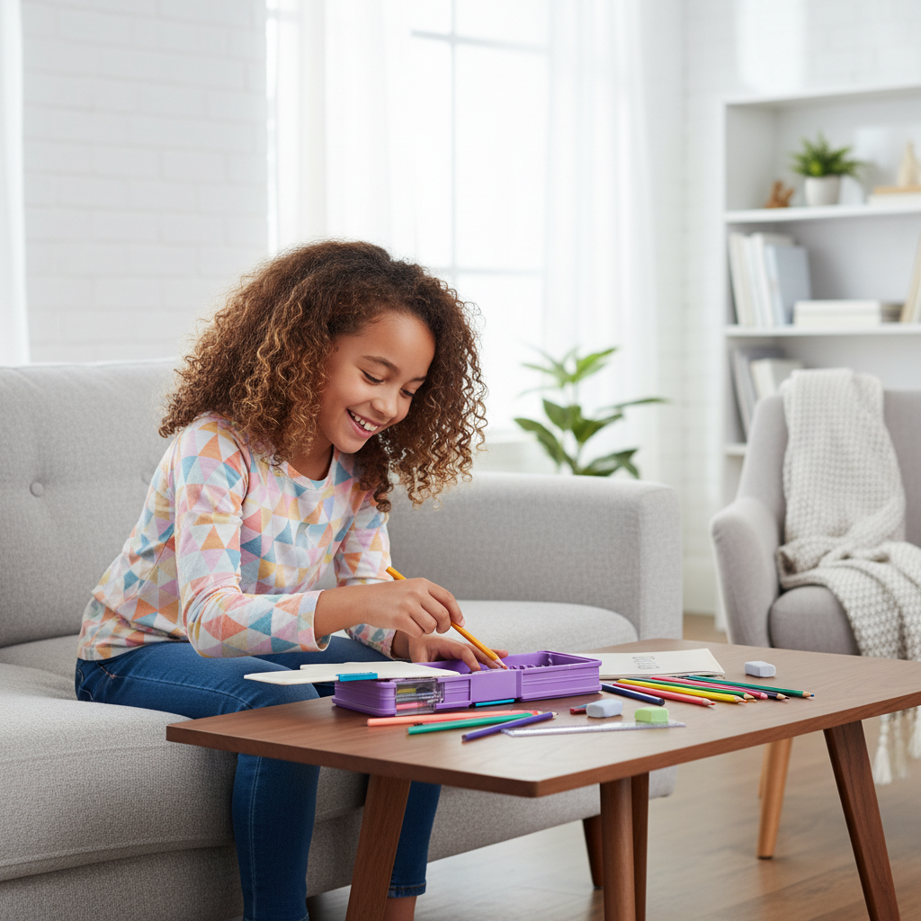 Happy Unicorn Utility Pencil Box with Sharpener