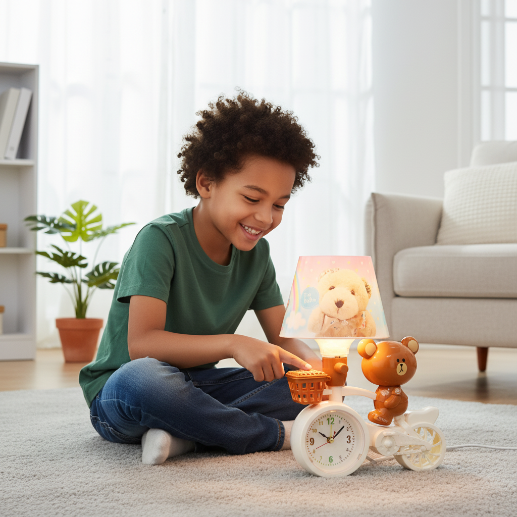 Bear Bicycle Lamp & Clock Combo