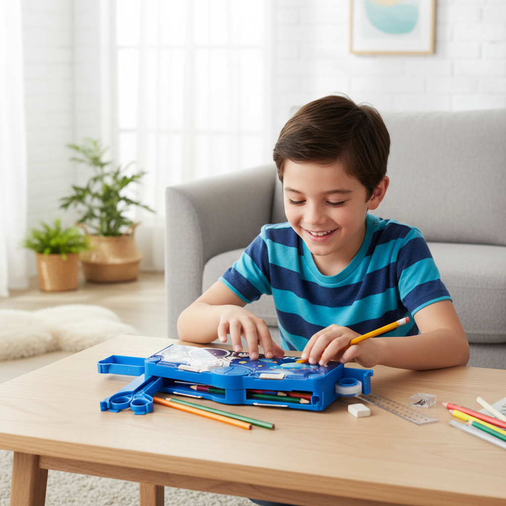 Happy Unicorn Utility Pencil Box with Sharpener