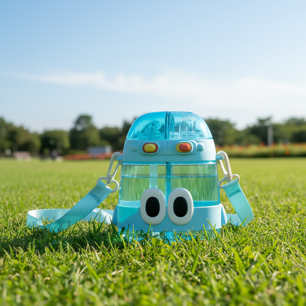 Blue Robo-Eyes Dual Sipper Bottle
