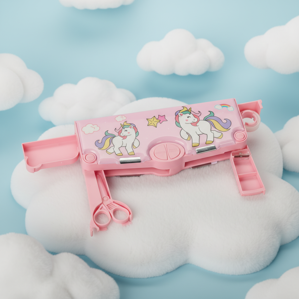 Happy Unicorn Utility Pencil Box with Sharpener