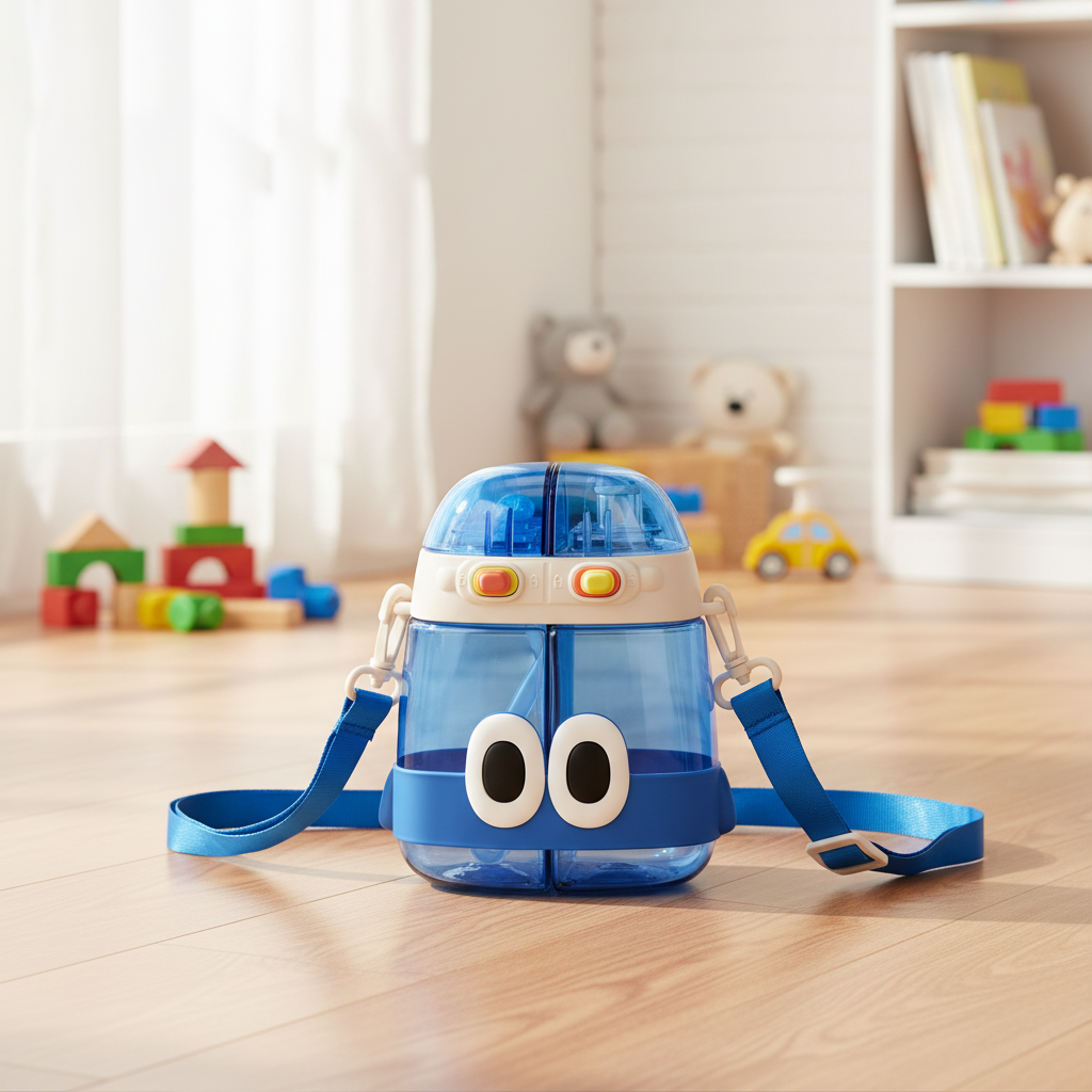 Blue Robo-Eyes Dual Sipper Bottle