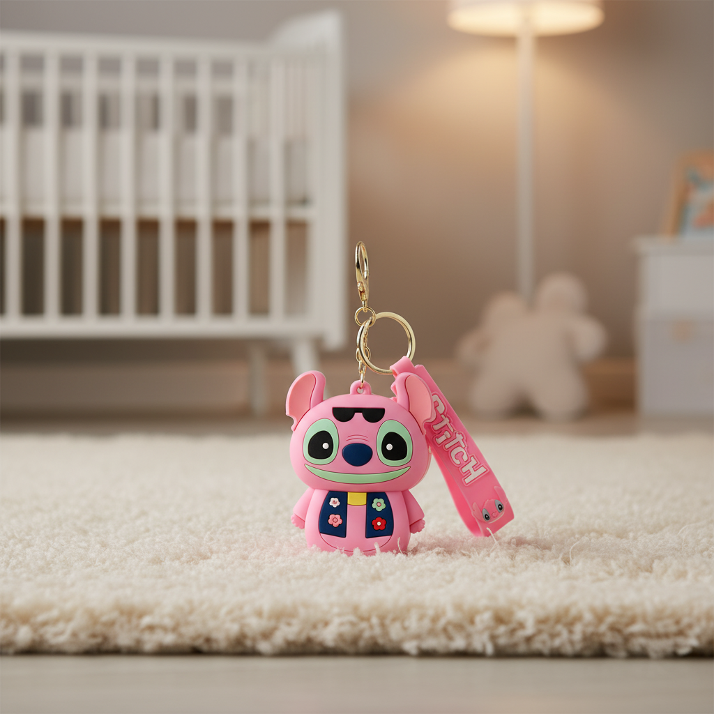 Stitch Pink Character Silicone Coin Pouch